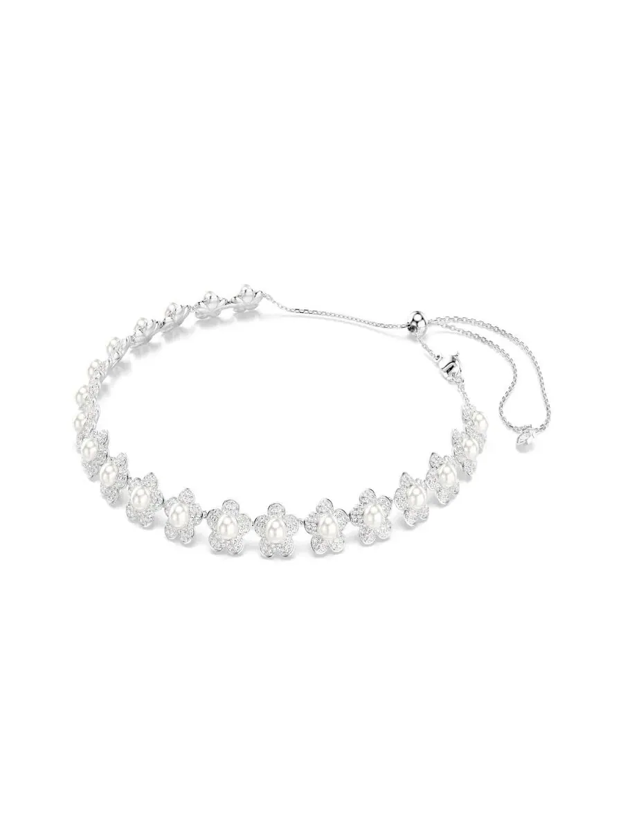 Колье-чокер Ariana Grande X с родиевым покрытием и перламутровой вставкой Swarovski — изображение 2 из 7, оттенок серебряный