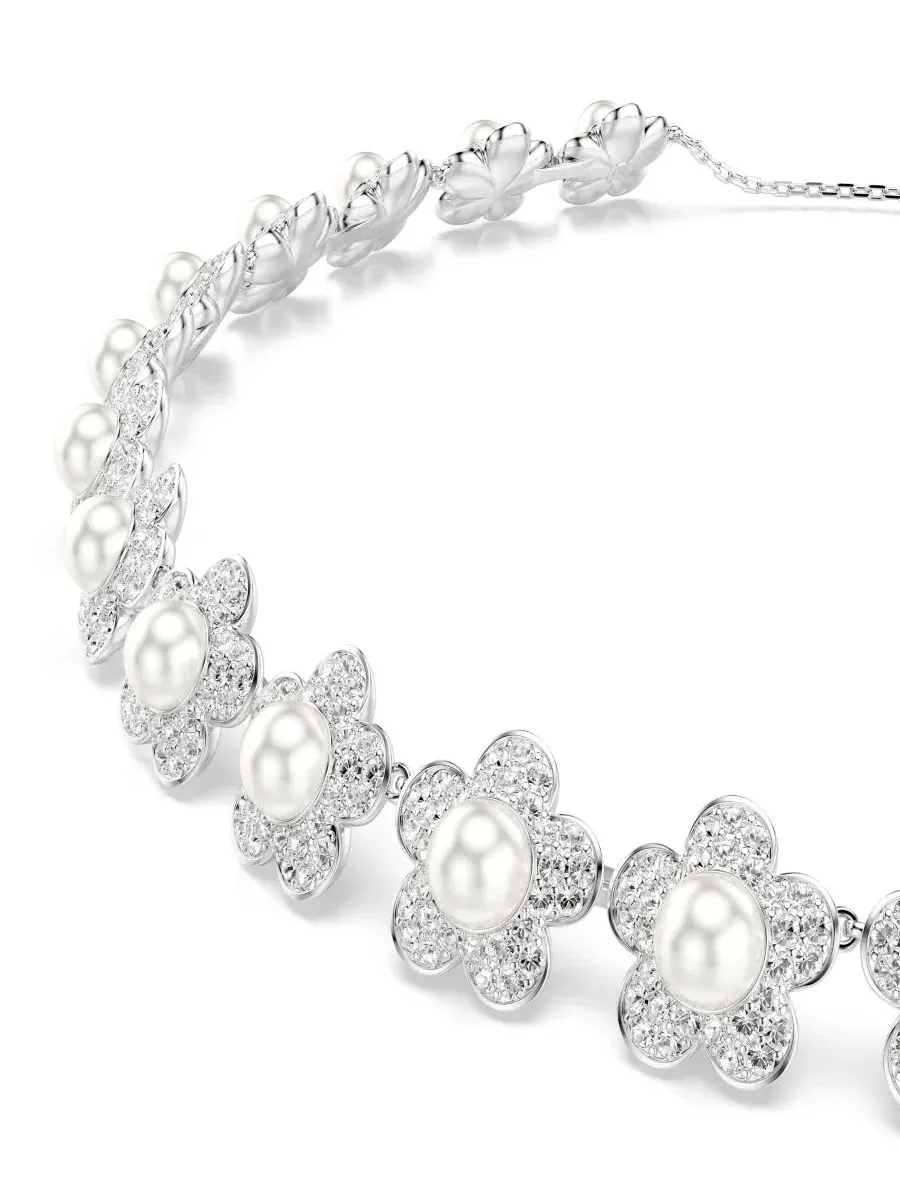 Колье-чокер Ariana Grande X с родиевым покрытием и перламутровой вставкой Swarovski — изображение 3 из 7, оттенок серебряный