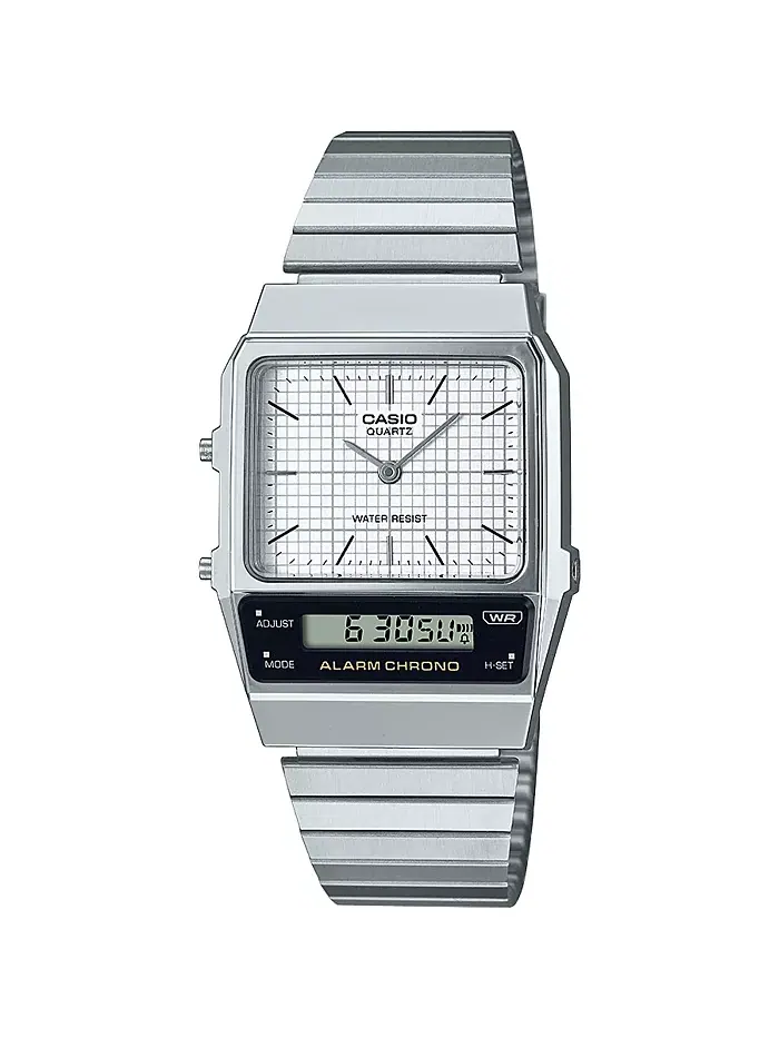 Casio Unisex наручные часы серебристого цвета из нержавеющей стали, 32.1 мм, AQ800E-7A2VT G-Shock