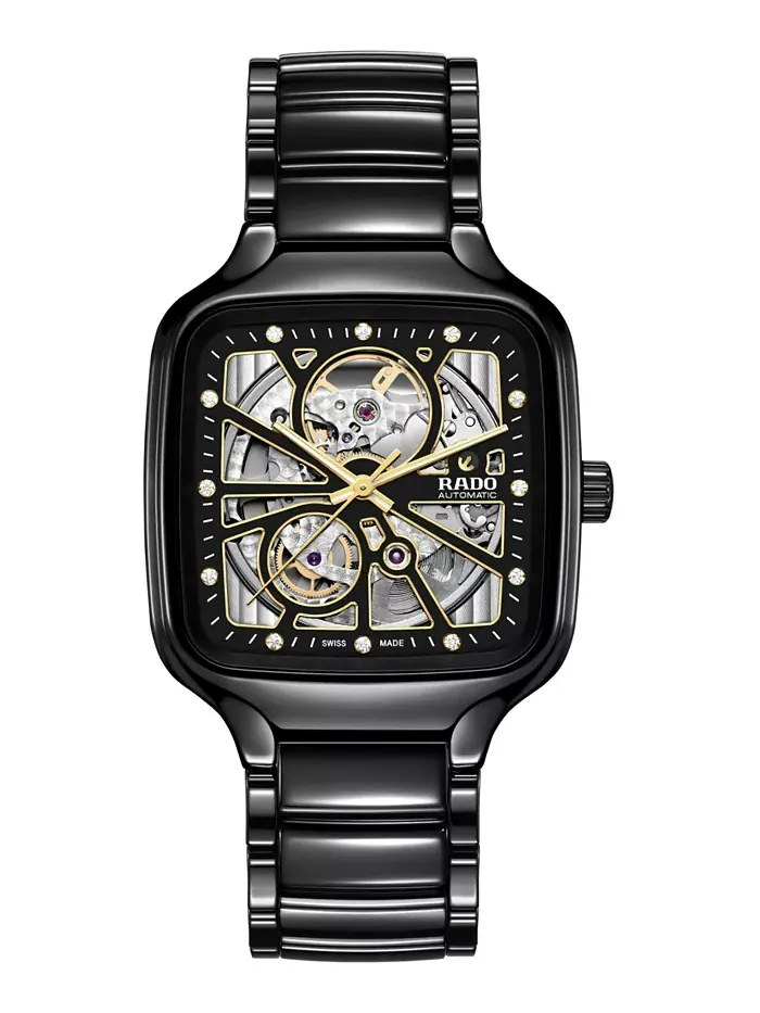 Унисекс-часы Swiss Automatic True Square Open Heart с бриллиантами (0 — изображение 1 из 4, оттенок черный