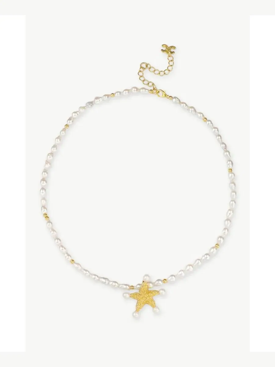 Подвеска-кулон с жемчугом кеши и звездой Lila Starfish Classicharms — изображение 1 из 5, оттенок золото