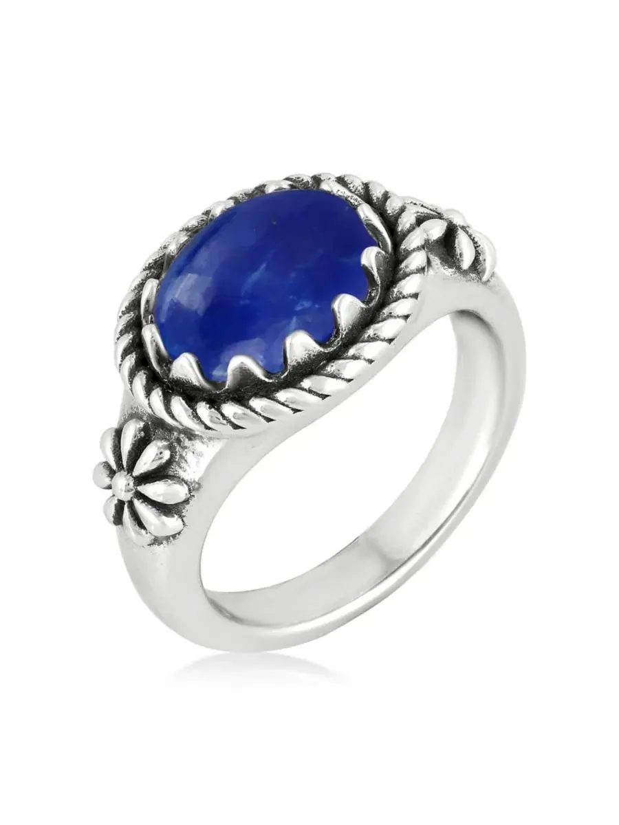 Кольцо с лазуритом овальной огранки Sterling Silver East West American West Jewelry — изображение 2 из 6