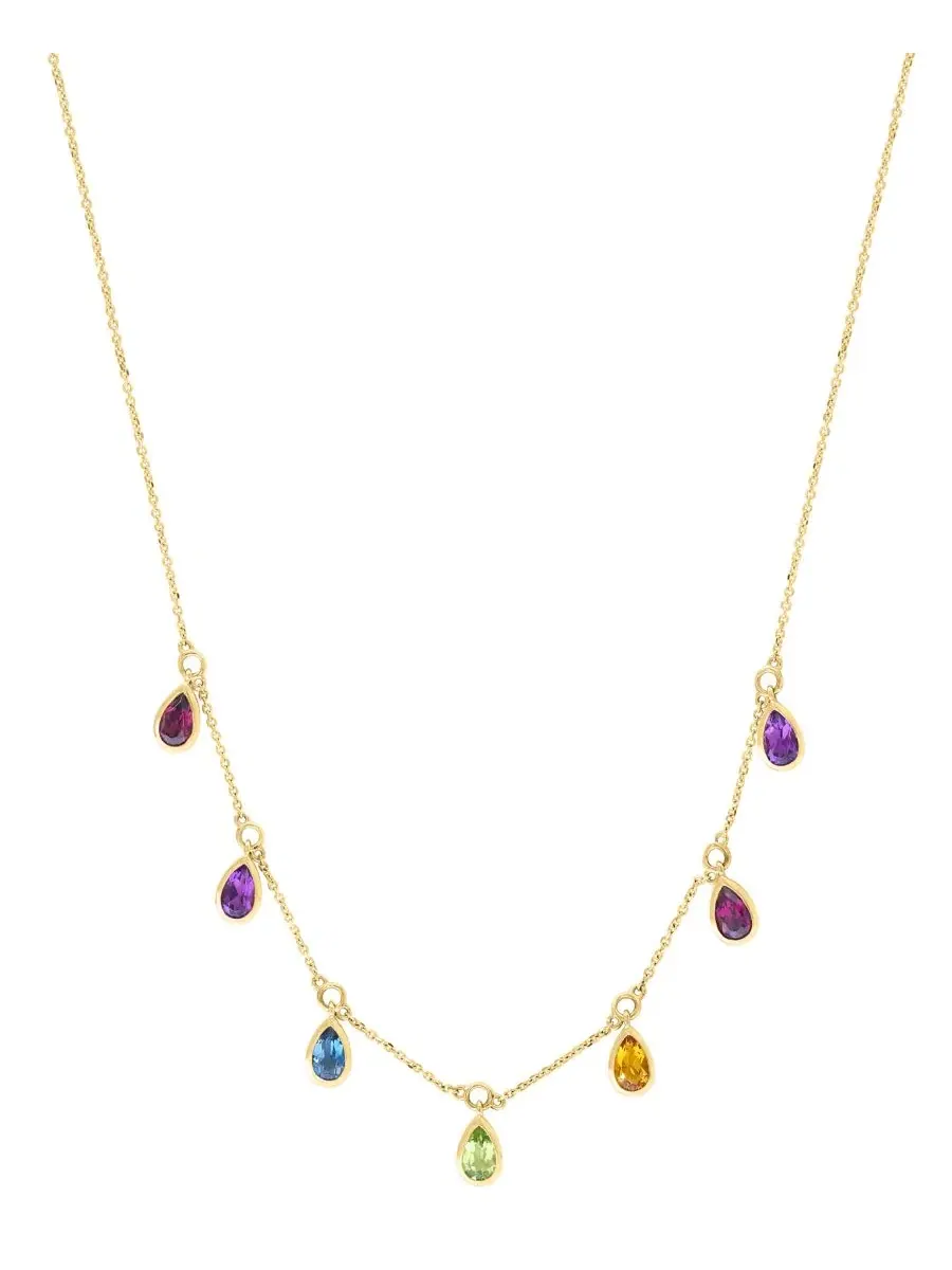 Колье с мультигеммовыми вставками (1-3/4 ct. t.w.) из желтого золота 14K — изображение 1 из 3, оттенок желтый золотистый