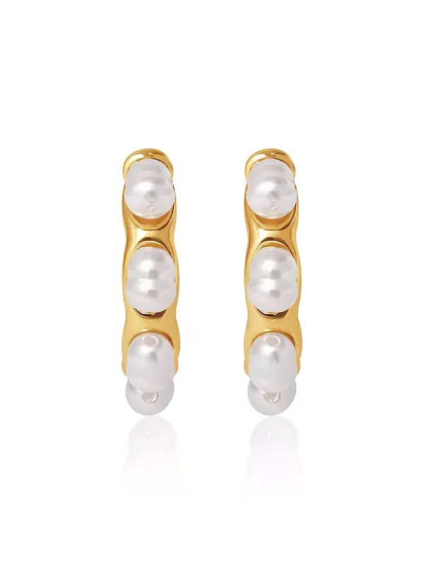 Серьги-Кольца с искусственным жемчугом Bcbg