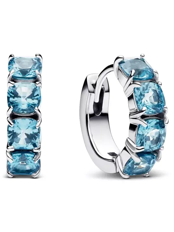 Серьги-Кольца голубого цвета Pandora — изображение 1 из 4, оттенок синий