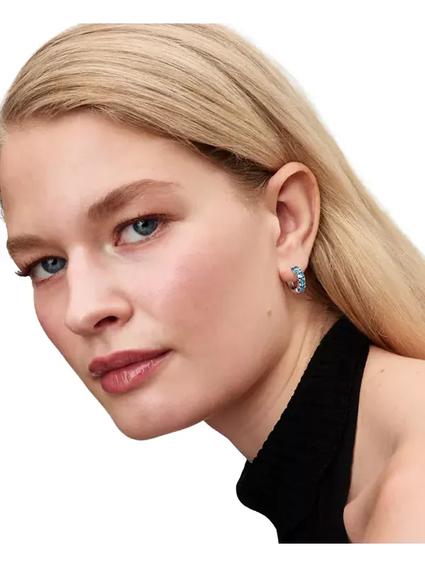 Серьги-Кольца голубого цвета Pandora — изображение 4 из 4, оттенок синий