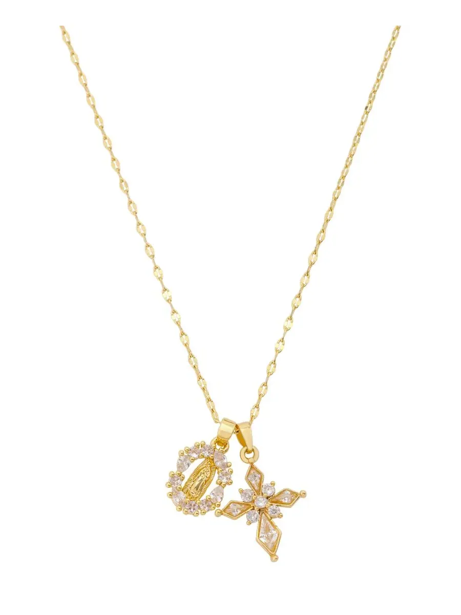 Кулон-крест с кристаллами Swarovski — изображение 1 из 4, оттенок золото