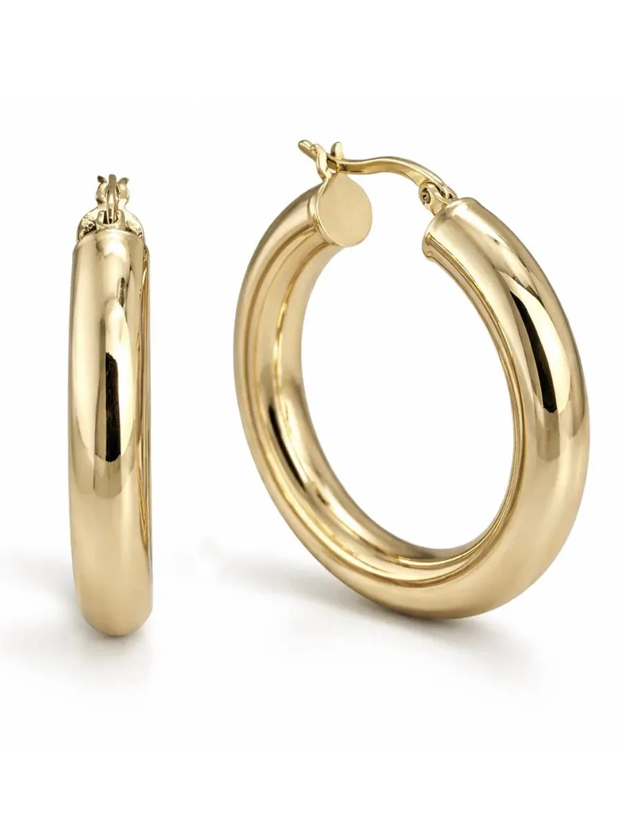 Серьги-кольца Tube Hoop And Now This — изображение 3 из 6, оттенок золотистый