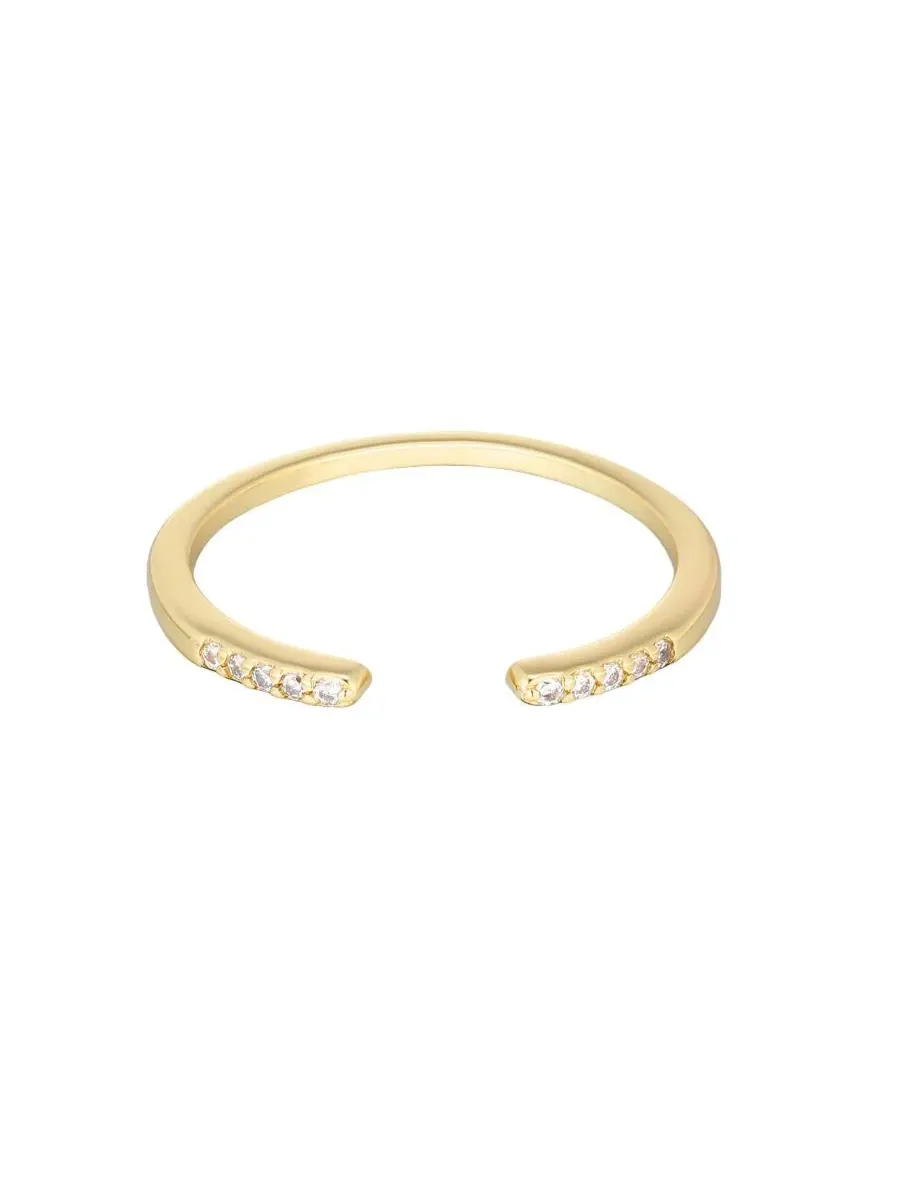 Кольцо открытое с цирконием, 14K золотое покрытие ADORNIA — изображение 1 из 3