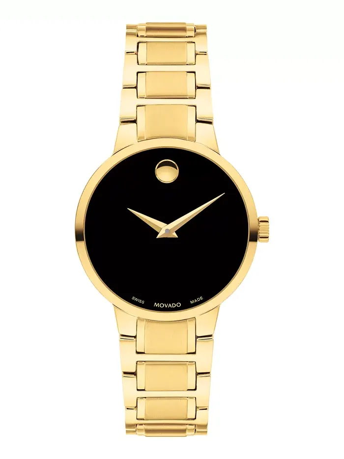 Женские часы Portfolio Swiss Quartz Yellow PVD, 28 мм Movado