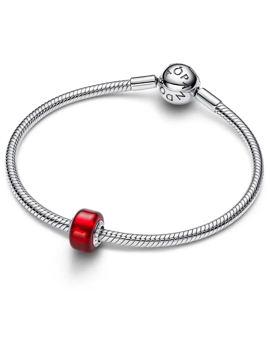 Подвеска из красного муранского стекла Pandora — изображение 2 из 3, оттенок серебряный
