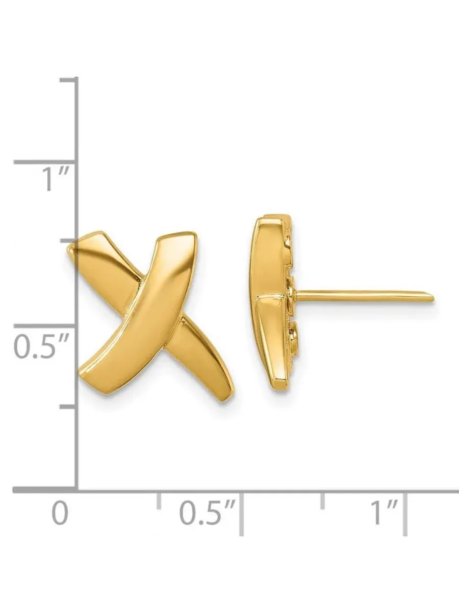 Серьги-гвоздики в форме буквы «X» из цельного 18-каратного желтого золота, 16,5 x 11 мм Curata — изображение 2 из 7
