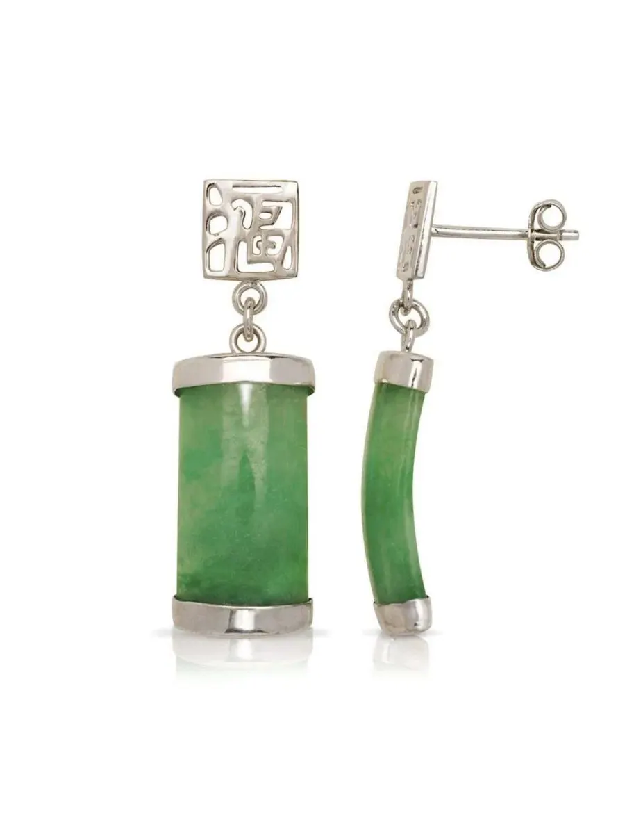 Серьги-подвески из стерлингового серебра с нефритом, модель Segment Drop Longevity Curata Jewelry — изображение 4 из 7