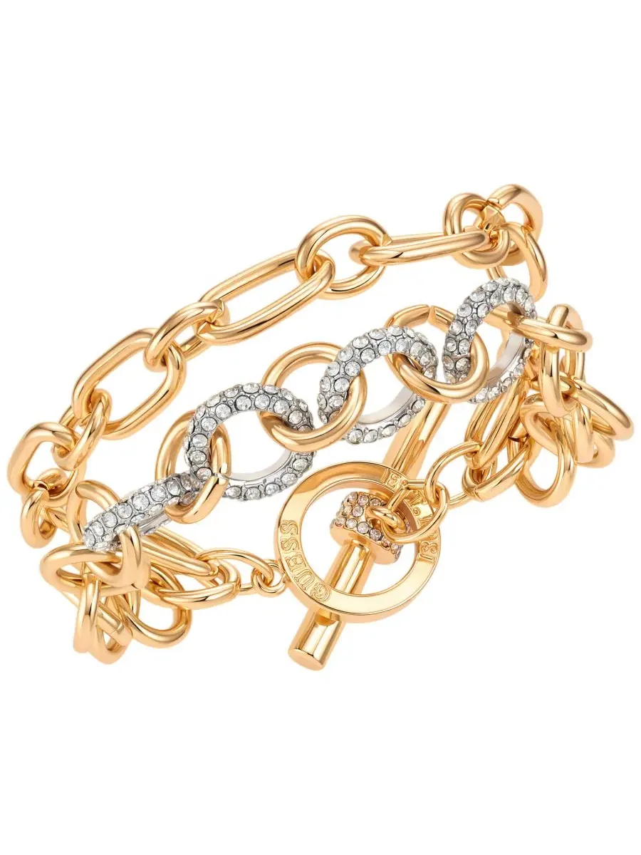Браслет с кристаллами Gold-Tone Toggle GUESS — изображение 1 из 3, оттенок золото
