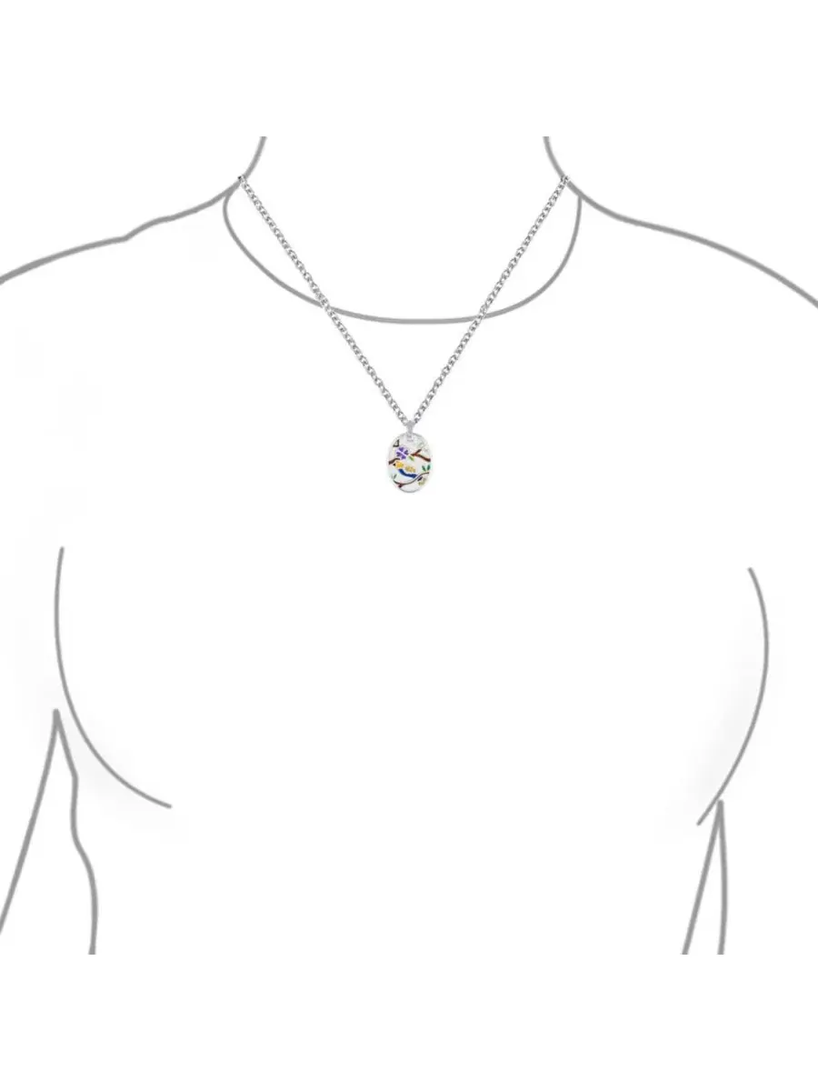 Подвеска-камея в виде овальной птицы с инкрустацией, серебро 925 пробы Bling Jewelry — изображение 3 из 4, оттенок мульти