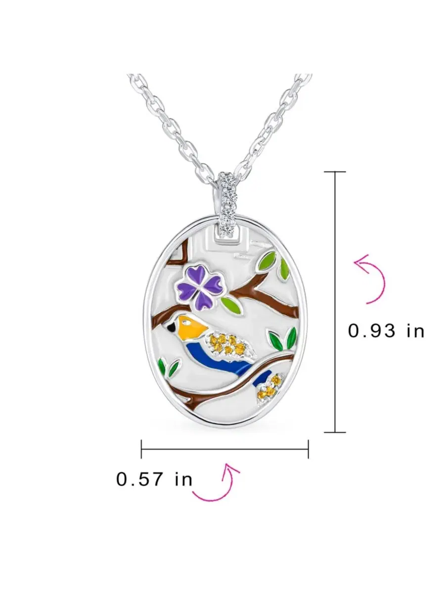 Подвеска-камея в виде овальной птицы с инкрустацией, серебро 925 пробы Bling Jewelry — изображение 4 из 4, оттенок мульти