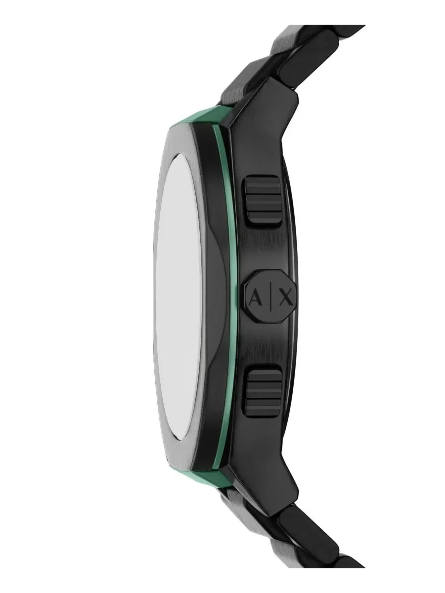 Мужские кварцевые часы-хронограф Armani Exchange Sync, черная нержавеющая сталь, 44 мм A|X Armani — изображение 2 из 8