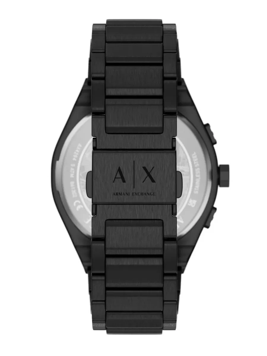 Мужские кварцевые часы-хронограф Armani Exchange Sync, черная нержавеющая сталь, 44 мм A|X Armani — изображение 3 из 8