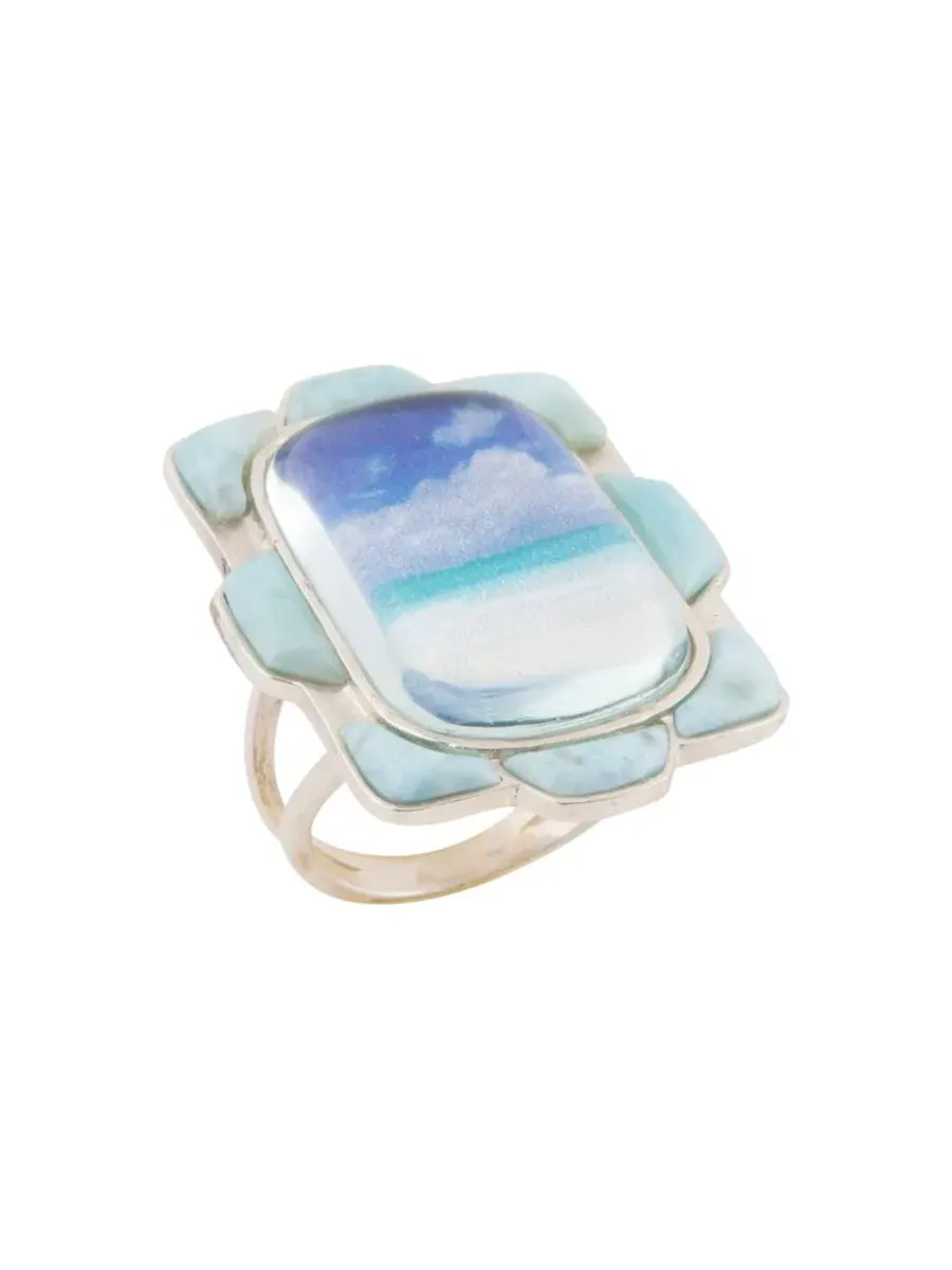 Кольцо с ларимаром Scenic Beach Blue Larimar Silver Barse — изображение 1 из 6, оттенок серебряный