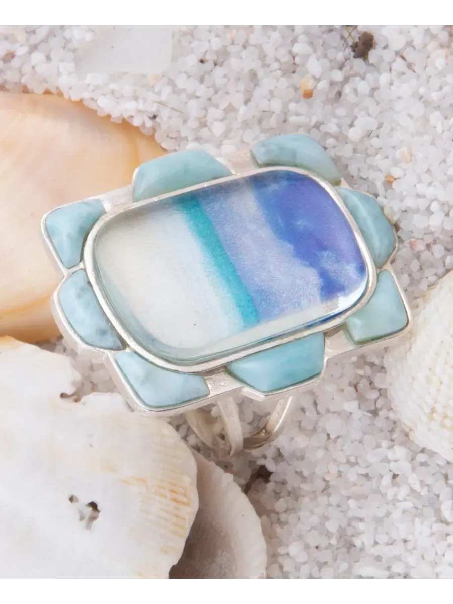 Кольцо с ларимаром Scenic Beach Blue Larimar Silver Barse — изображение 5 из 6, оттенок серебряный