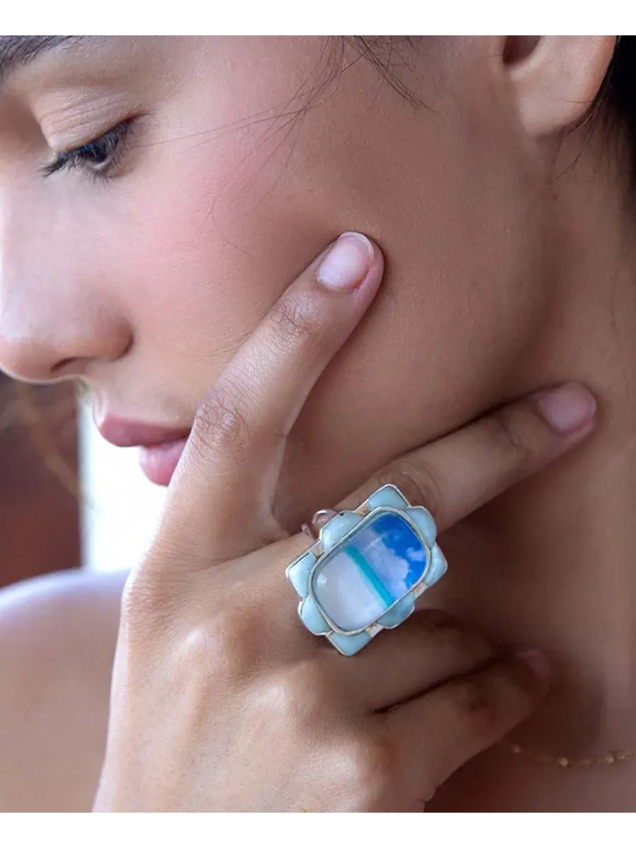 Кольцо с ларимаром Scenic Beach Blue Larimar Silver Barse — изображение 6 из 6, оттенок серебряный