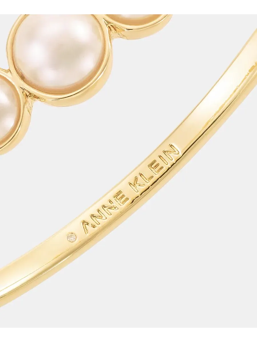 Браслет-цепочка с имитацией жемчуга Gold-Tone Link Imitation Pearl Open Hinge Bracelet Anne Klein — изображение 3 из 3