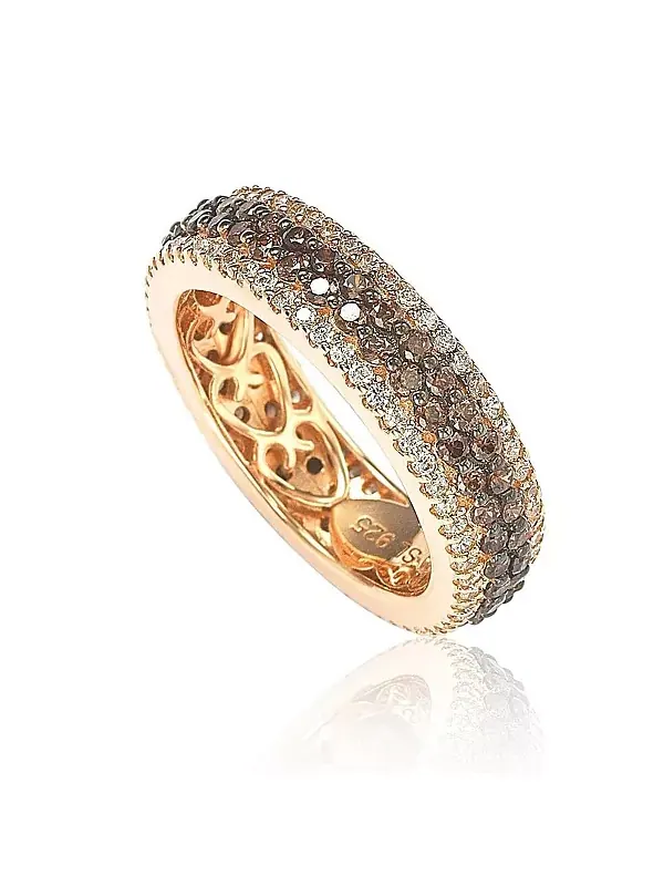 Кольцо Suzy Levian из стерлингового серебра с многорядными коричневыми фианитами Suzy Levian New — изображение 1 из 3