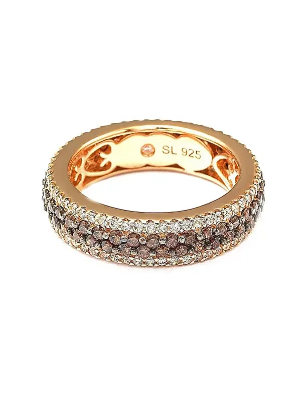 Кольцо Suzy Levian из стерлингового серебра с многорядными коричневыми фианитами Suzy Levian New — изображение 2 из 3