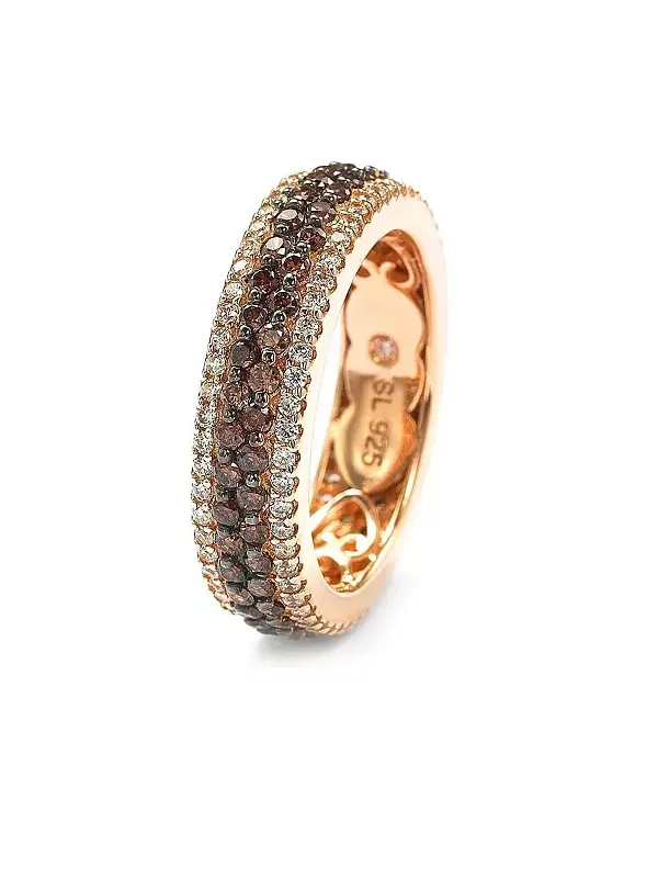 Кольцо Suzy Levian из стерлингового серебра с многорядными коричневыми фианитами Suzy Levian New — изображение 3 из 3
