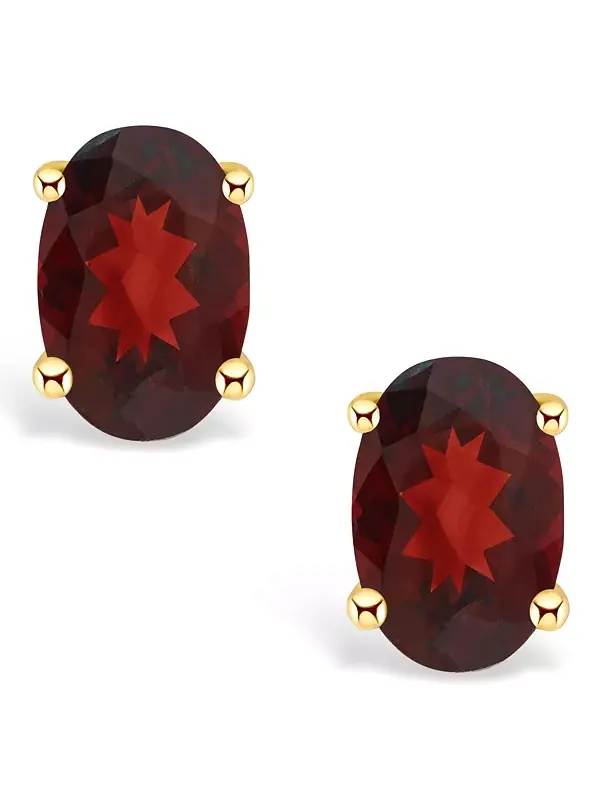 Серьги-Гвоздики с гранатом (1-1/6 карата) из 14-каратного желтого или 14-каратного белого золота — изображение 3 из 3
