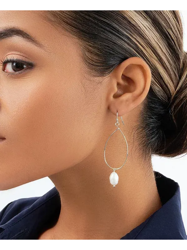 Женские серьги-подвески с каплевидным жемчугом Sterling Forever — изображение 3 из 3, оттенок серебряный
