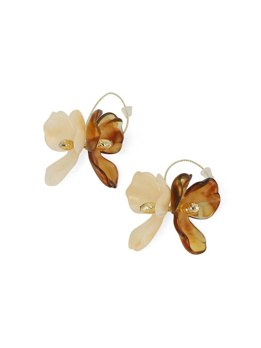 Женские серьги-подвески The Iris Drop Earrings - Кофейно-коричневый и Калифорнийское золото SOHI — изображение 1 из 5