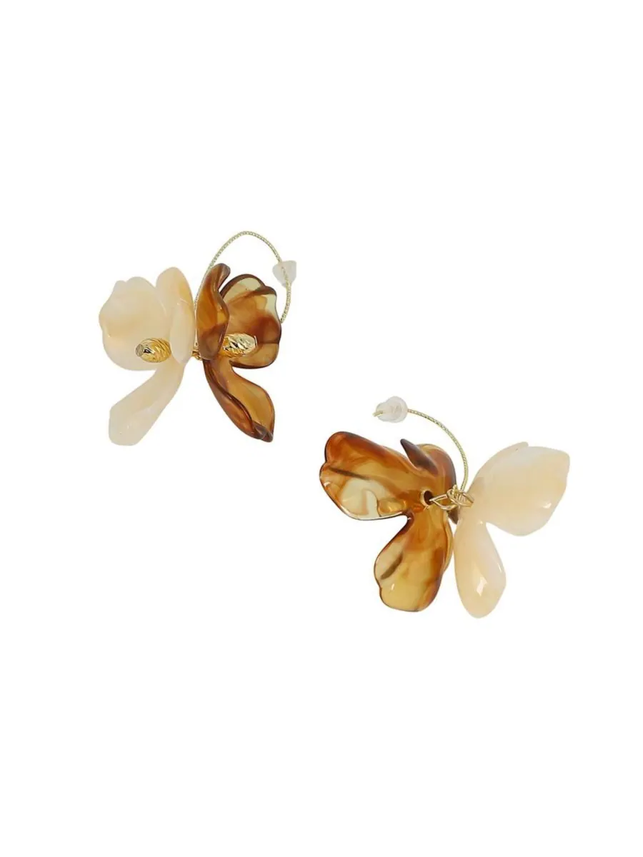Женские серьги-подвески The Iris Drop Earrings - Кофейно-коричневый и Калифорнийское золото SOHI — изображение 5 из 5