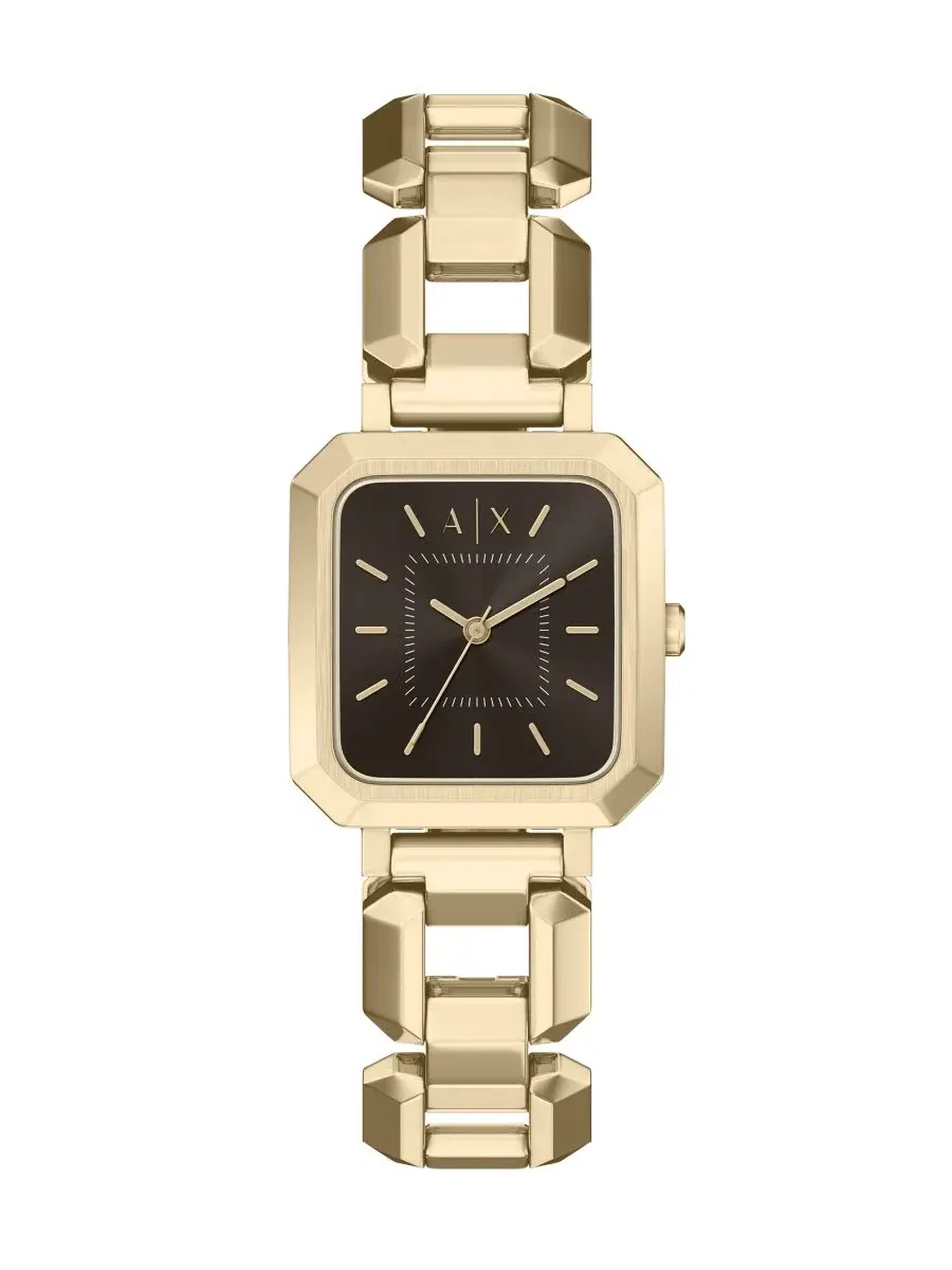 Женские часы Armani Exchange с кварцевым механизмом, золотистый корпус из нержавеющей стали, 27 мм