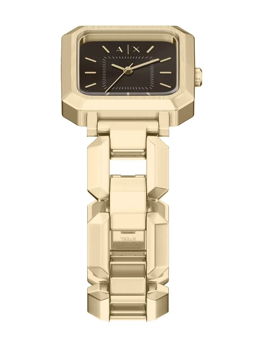Женские часы Armani Exchange с кварцевым механизмом, золотистый корпус из нержавеющей стали, 27 мм — изображение 4 из 7