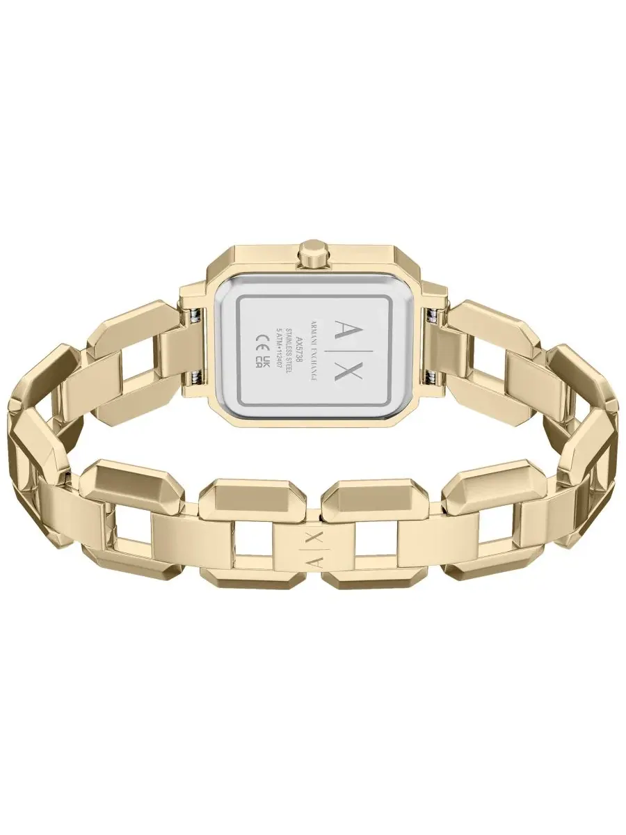 Женские часы Armani Exchange с кварцевым механизмом, золотистый корпус из нержавеющей стали, 27 мм — изображение 5 из 7