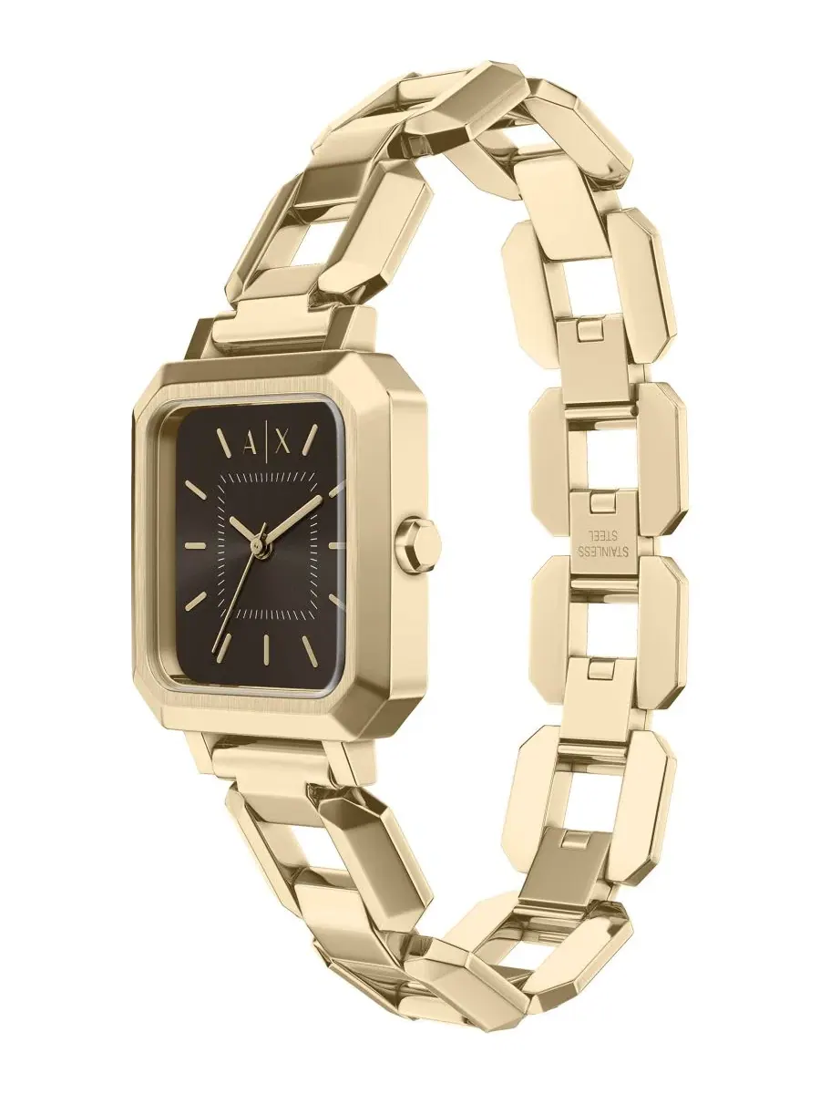 Женские часы Armani Exchange с кварцевым механизмом, золотистый корпус из нержавеющей стали, 27 мм — изображение 6 из 7