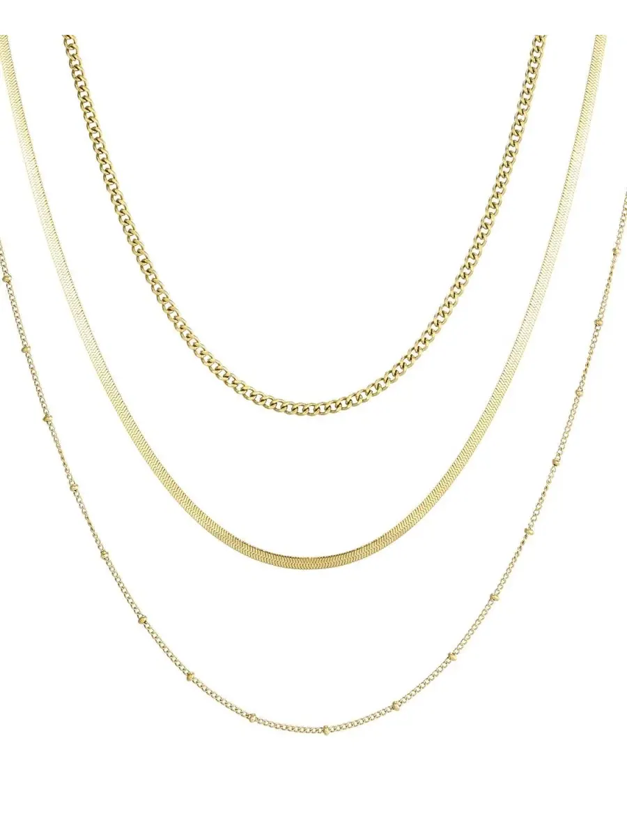 Комплект из 3 цепочек с подвесками, 18k золото ADORNIA — изображение 1 из 4
