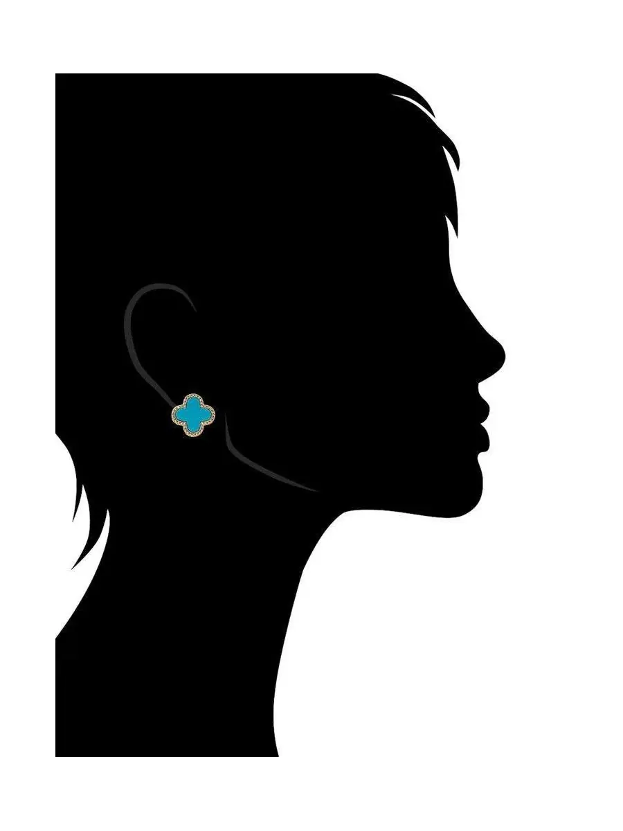 Серьги-гвоздики с цветочным мотивом 18K Gold Plated Turquoise + Cubic Zirconia Rivka Friedman — изображение 2 из 3