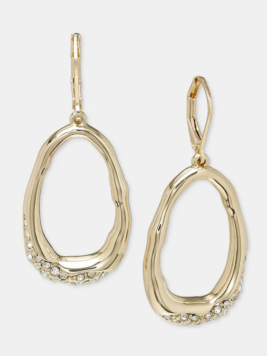 Серьги-подвески из стекла с кристаллами, овальные Style & Co — изображение 1 из 3, оттенок белый