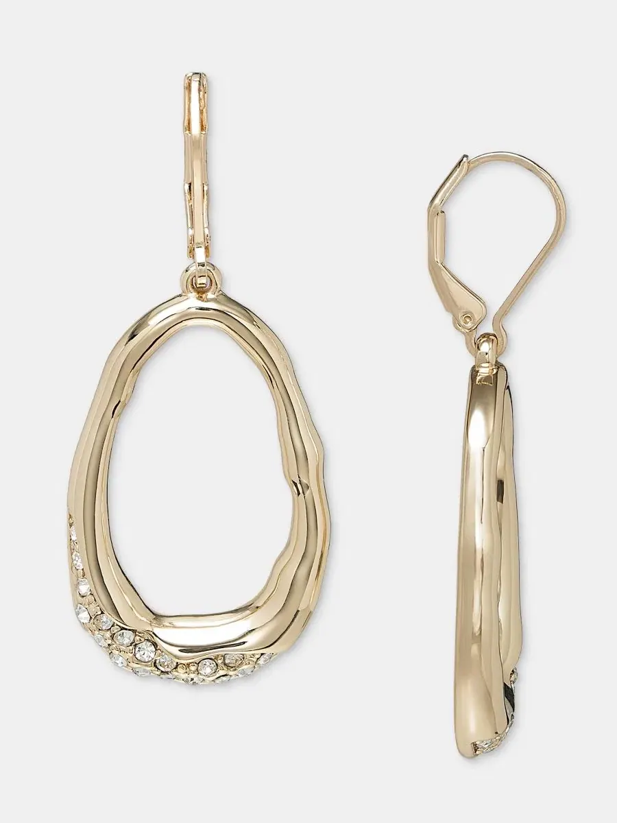 Серьги-подвески из стекла с кристаллами, овальные Style & Co — изображение 2 из 3, оттенок белый