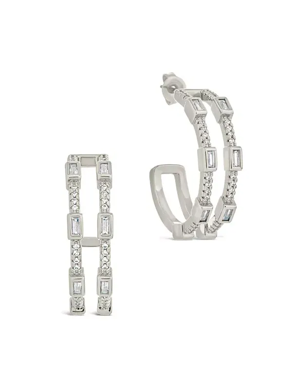 Серьги-Кольца Neah с кубическим цирконием Sterling Forever — изображение 1 из 4, оттенок серебряный