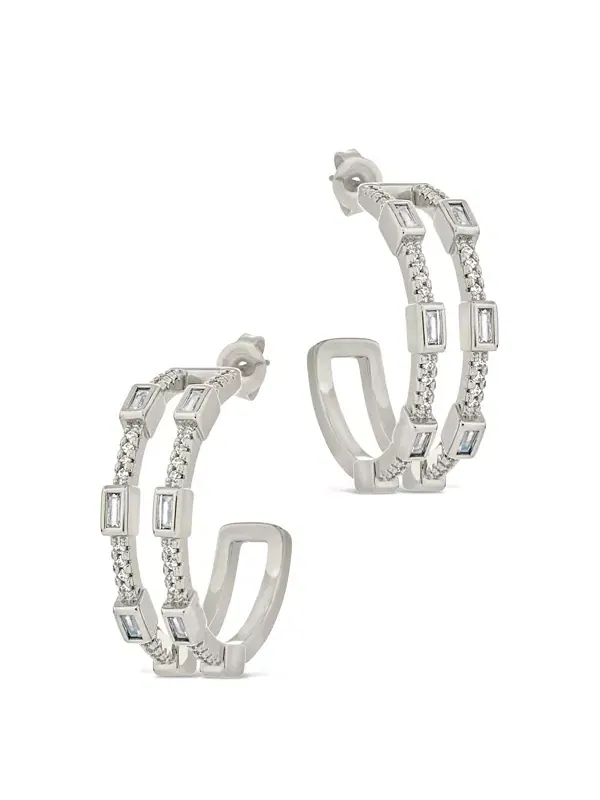 Серьги-Кольца Neah с кубическим цирконием Sterling Forever — изображение 3 из 4, оттенок серебряный