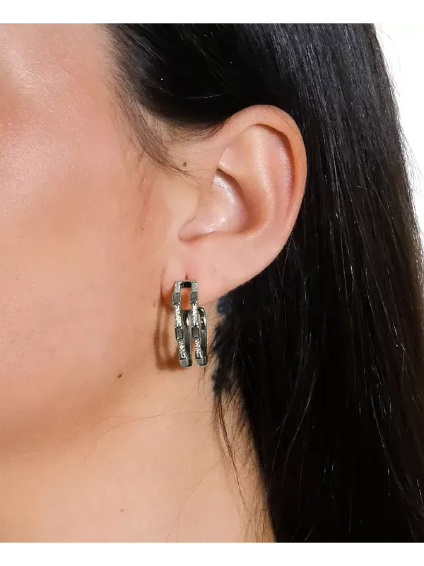 Серьги-Кольца Neah с кубическим цирконием Sterling Forever — изображение 4 из 4, оттенок серебряный