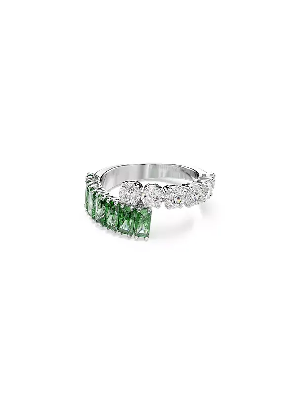 Матричное кольцо с зеленым родиевым покрытием Swarovski — изображение 1 из 4, оттенок зеленый