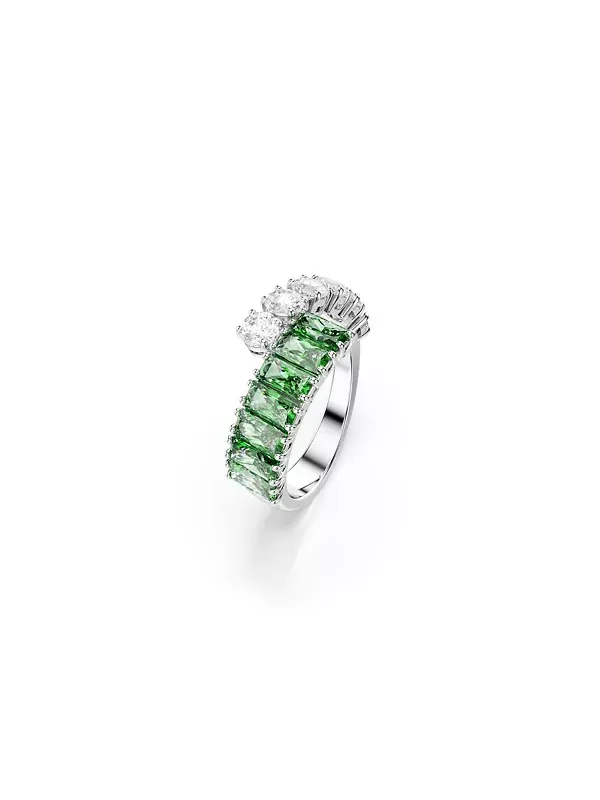 Матричное кольцо с зеленым родиевым покрытием Swarovski — изображение 2 из 4, оттенок зеленый