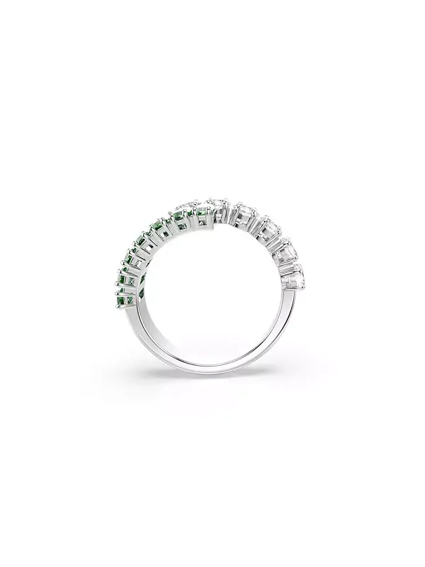 Матричное кольцо с зеленым родиевым покрытием Swarovski — изображение 3 из 4, оттенок зеленый