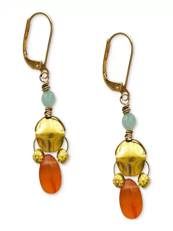 Серьги-Подвески из сердолика и амазонита Minu Jewels