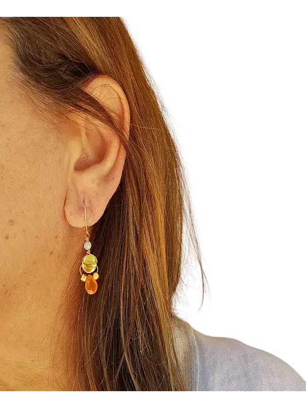 Серьги-Подвески из сердолика и амазонита Minu Jewels — изображение 2 из 2, оттенок оранжевый
