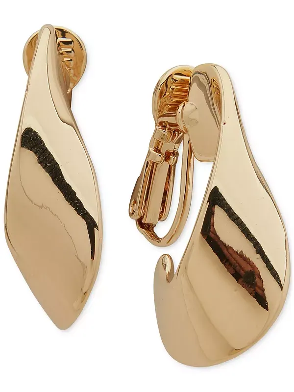 Большие витые серьги-клипсы золотистого оттенка Anne Klein — изображение 1 из 2, оттенок золото